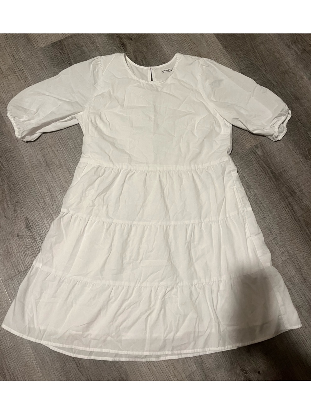 Abercrombie & Fitch White Puff-Sleeve Peplum Tunic
